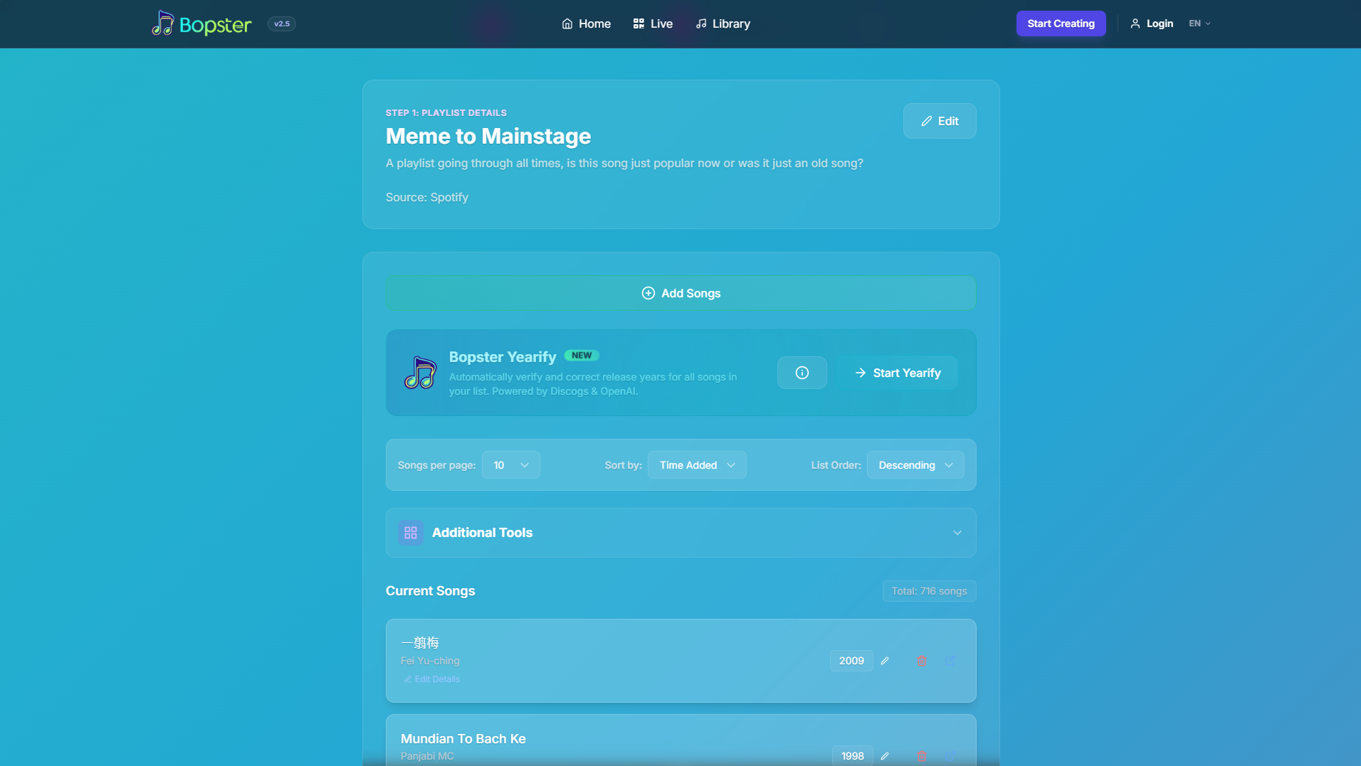 Bopster Playlist Editor